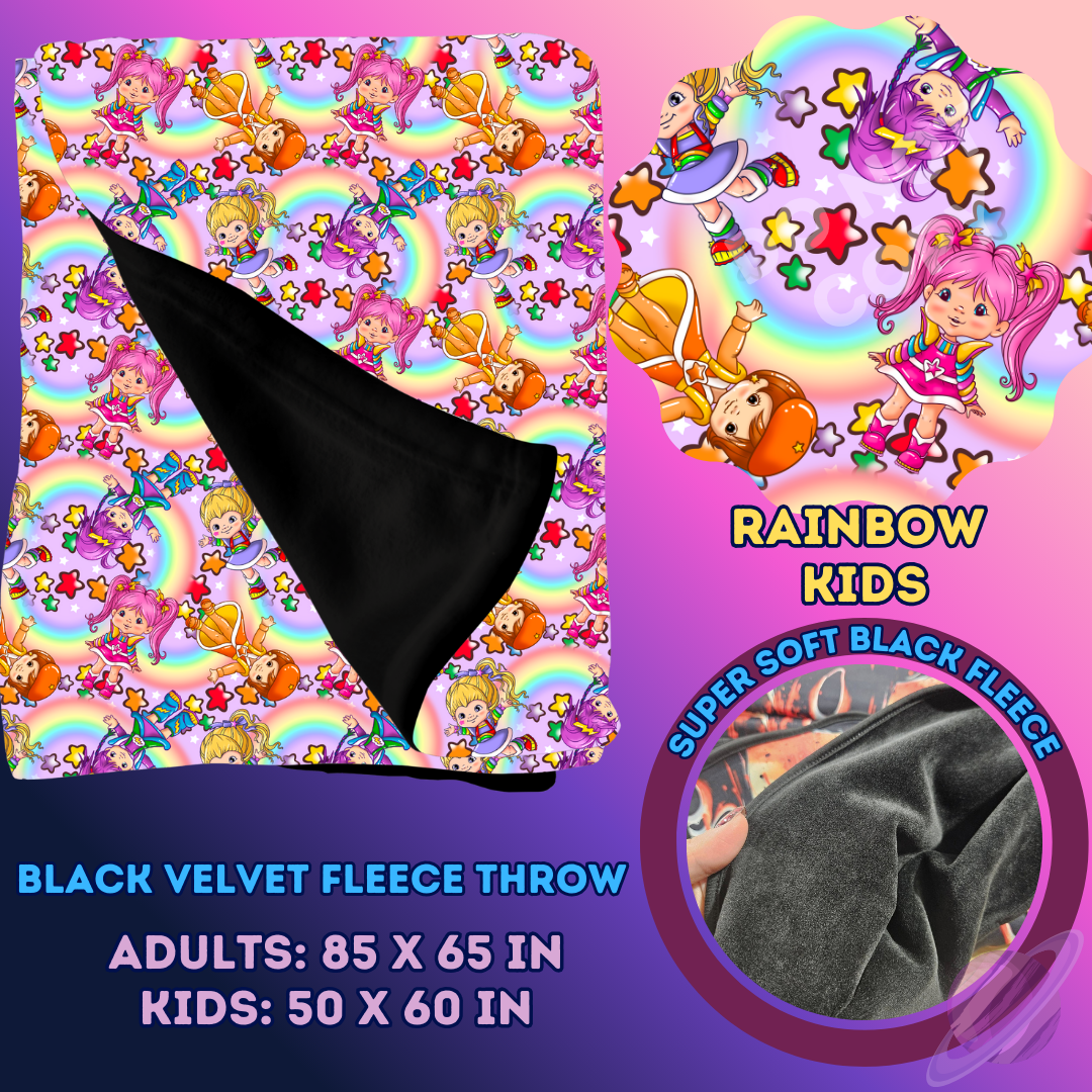 RAINBOW KIDS - SOFT BLACK FLEECE THROW 13-PREORDER CLOSING 1/14