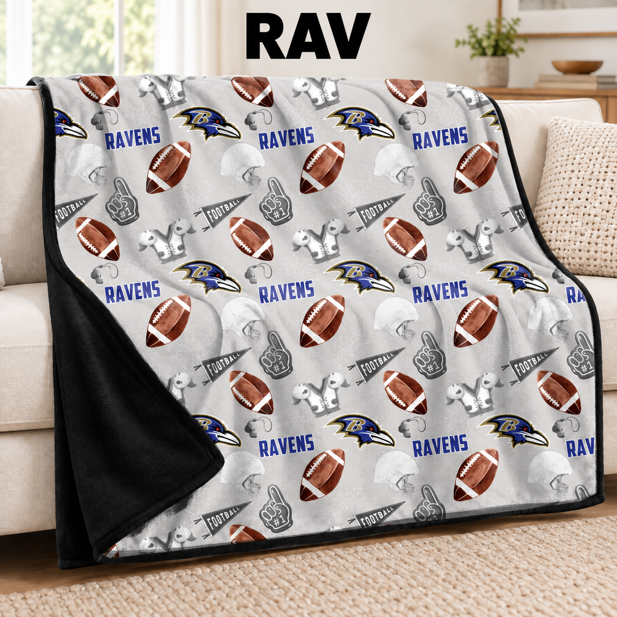 RAV-FOOTBALL SOFT BLACK THROW-PREORDER CLOSING 9/30