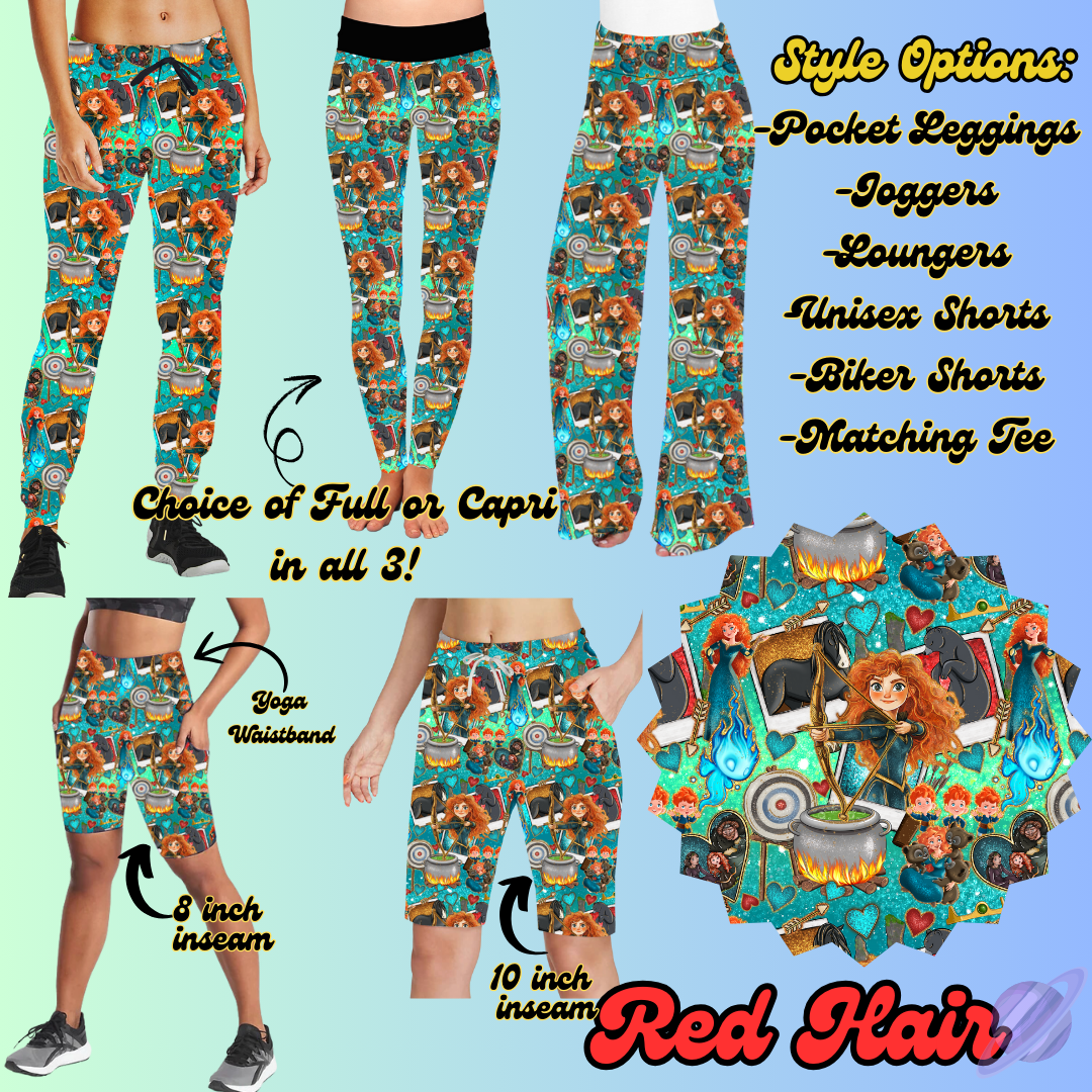 RED HAIR- LEGGING/JOGGER/LOUNGER/SHORTS - ALL THINGS MAGICAL PREORDER CLOSING 2/4