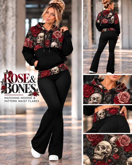 ROSE BONES-PATTERN BLOCK HOODIE-PREORDER CLOSING 10/9