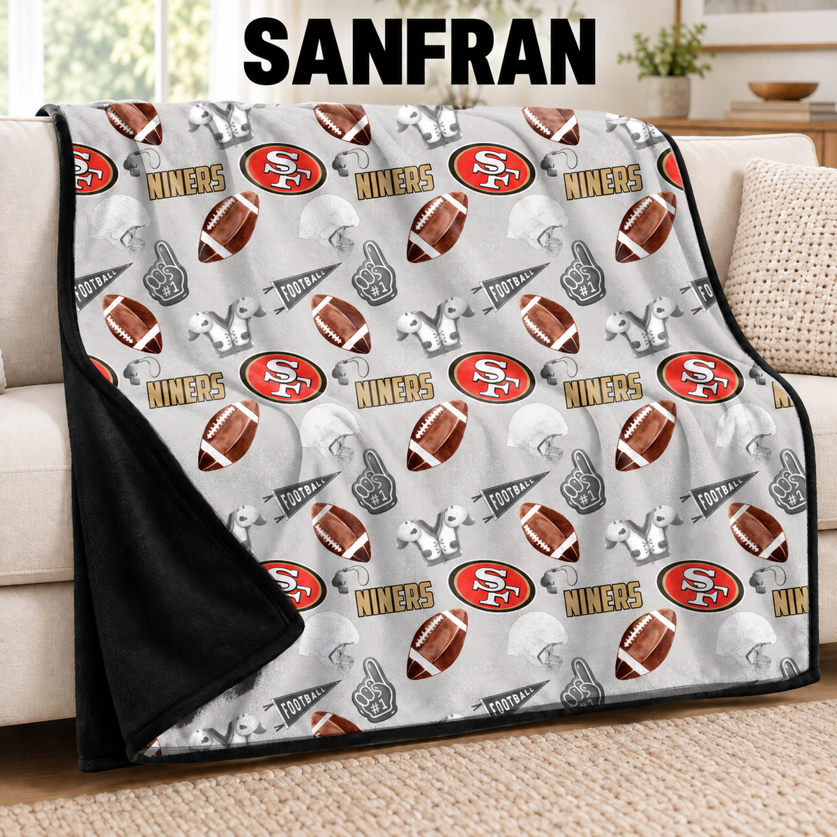 SANFRAN-FOOTBALL SOFT BLACK THROW-PREORDER CLOSING 9/30
