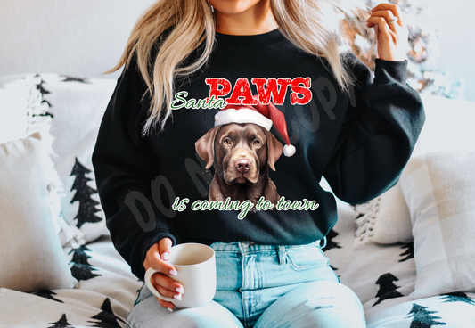 SANTA PAWS 28-CHOC LAB- CREWNECK SWEATSHIRT