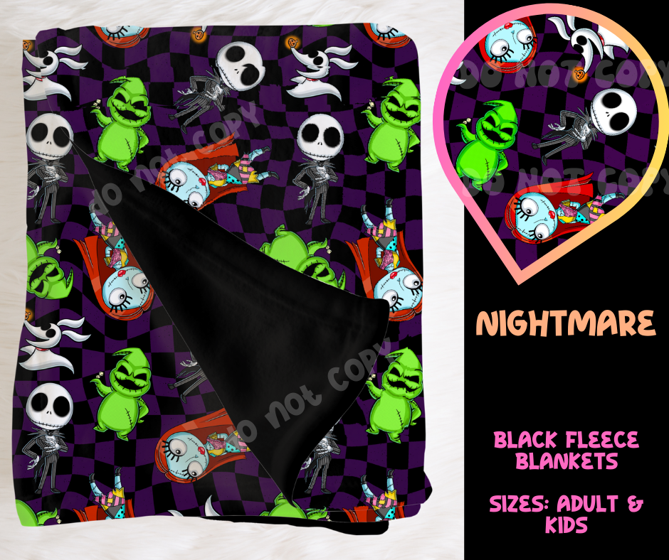 NIGHTMARE - SOFT BLACK FLEECE THROW BLANKET