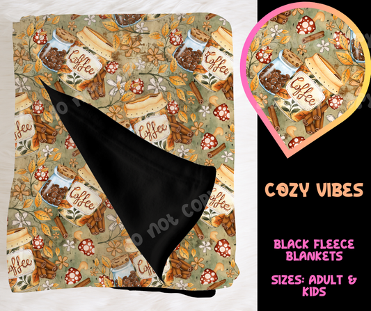 COZY VIBES - SOFT BLACK FLEECE THROW BLANKET RUN 6 PREORDER CLOSING 9/25