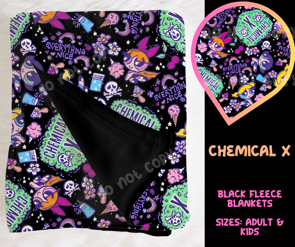 CHEMICAL X - SOFT BLACK FLEECE THROW BLANKET RUN 6 PREORDER CLOSING 9/25