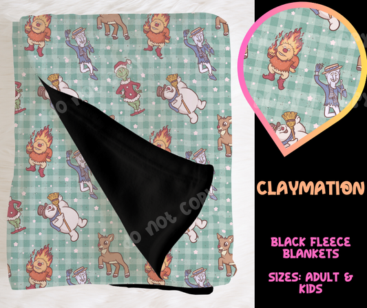 CLAYMATION - SOFT BLACK FLEECE THROW BLANKET RUN 6 PREORDER CLOSING 9/25