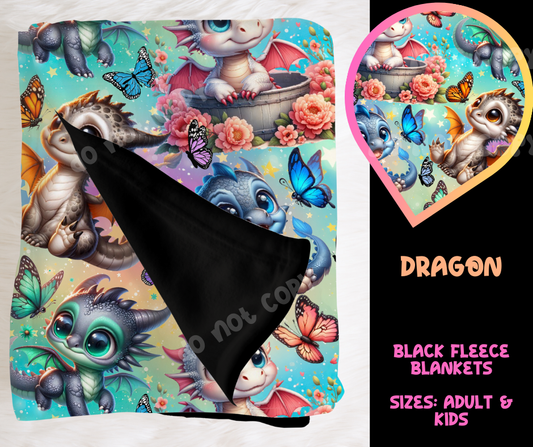 DRAGON - SOFT BLACK FLEECE THROW BLANKET RUN 6 PREORDER CLOSING 9/25