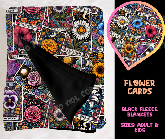 FLOWER CARDS - SOFT BLACK FLEECE THROW BLANKET RUN 6 PREORDER CLOSING 9/25