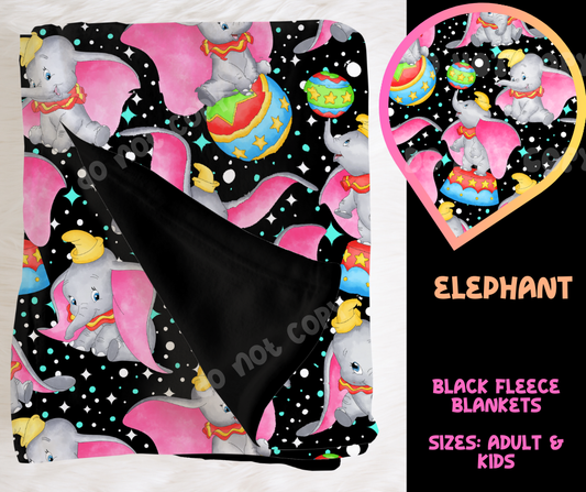 ELEPHANT - SOFT BLACK FLEECE THROW BLANKET RUN 6 PREORDER CLOSING 9/25