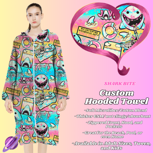 SHARK BITE- HOODED TOWEL- PREORDER CLOSING 4/27
