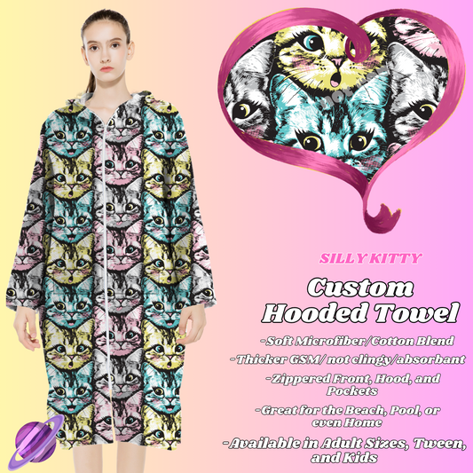 SILLY KITTY- HOODED TOWEL- PREORDER CLOSING 4/27
