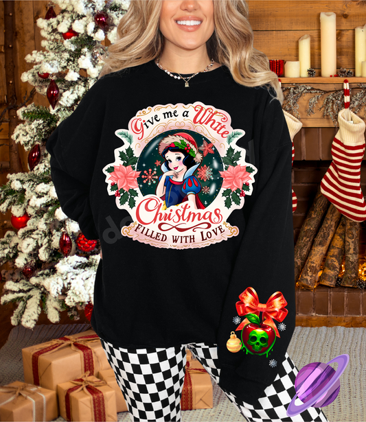 SNOW WHT- CREWNECK SWEATSHIRT  W/ SLEEVE PRINT