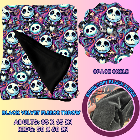 SPACE SKELE - SOFT BLACK FLEECE THROWS 7 - PREORDER CLOSING 1/13