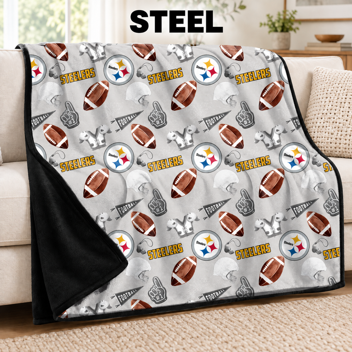 STEEL-FOOTBALL SOFT BLACK THROW-PREORDER CLOSING 9/30