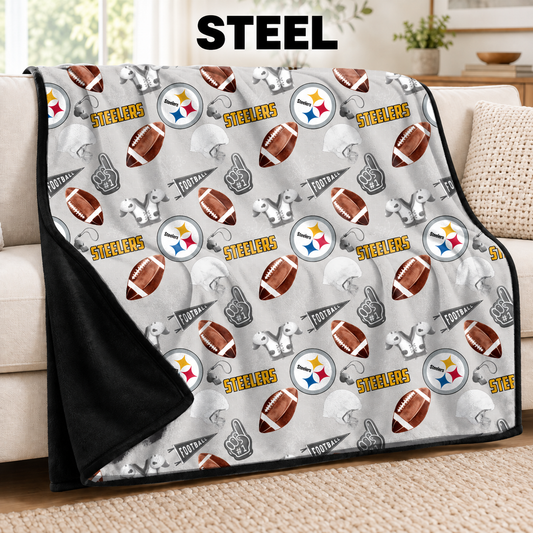 STEEL-FOOTBALL SOFT BLACK THROW-PREORDER CLOSING 9/30