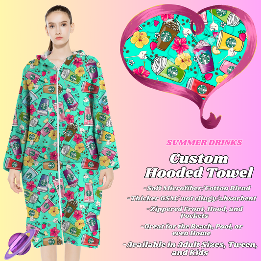 SUMMER DRINKS- HOODED TOWEL- PREORDER CLOSING 4/27