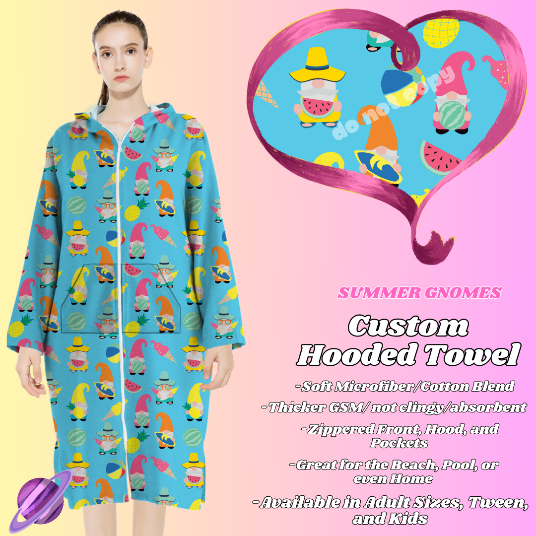 SUMMER GNOMES- HOODED TOWEL- PREORDER CLOSING 4/27