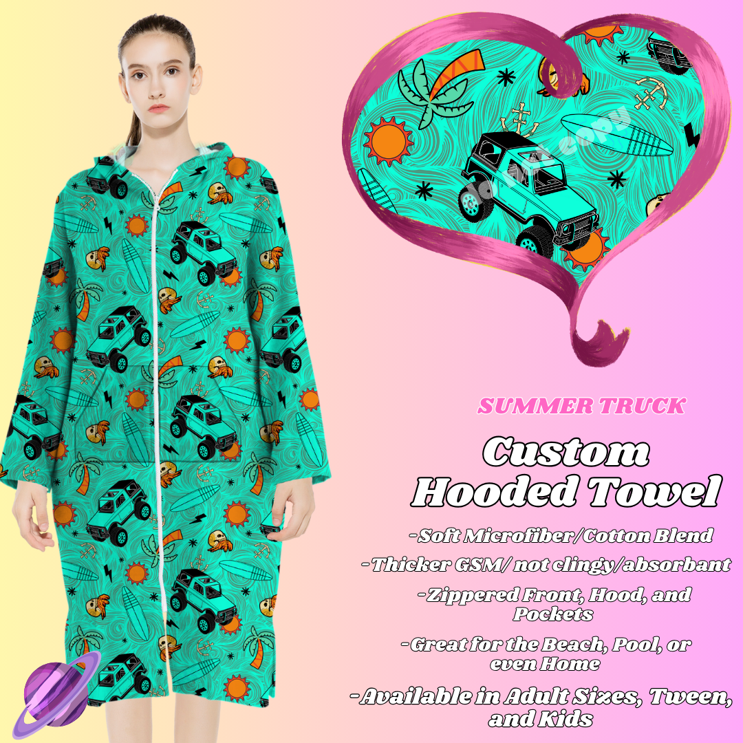 SUMMER TRUCK- HOODED TOWEL- PREORDER CLOSING 4/27