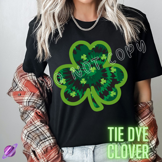 TIE DYE CLOVER - LETS GET LUCKY RUN -UNISEX TEE ADULTS/KIDS