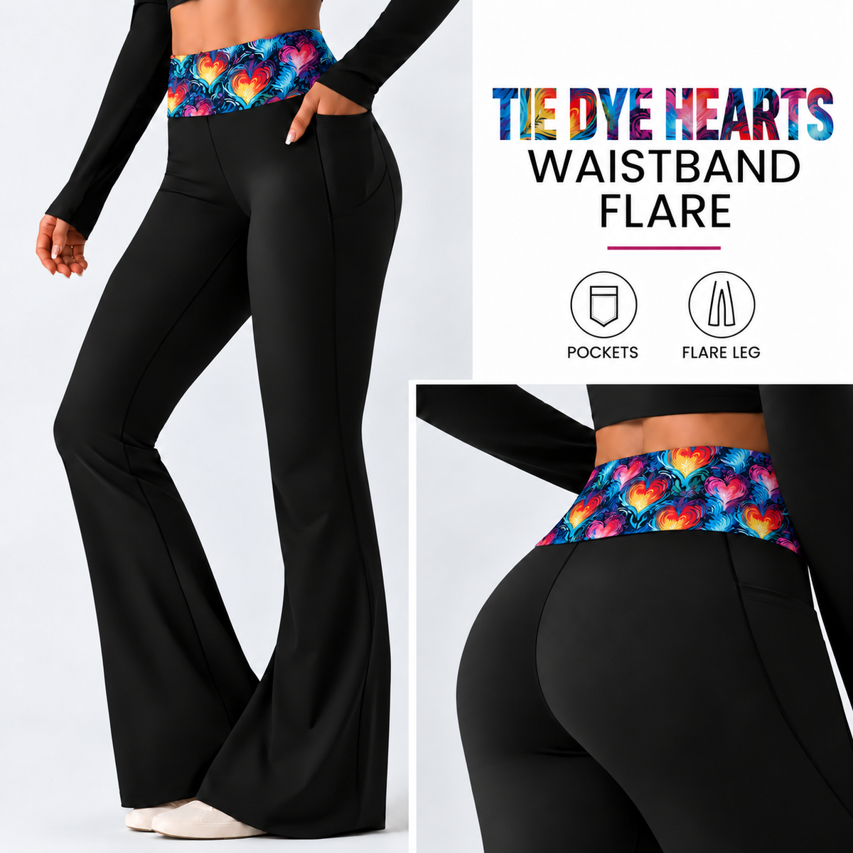 TIE DYE HEARTS-PATTERN WAIST FLARE-PREORDER CLOSING 10/7