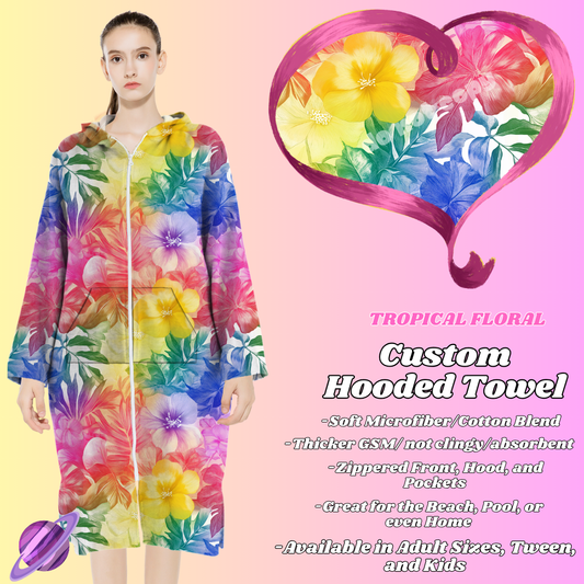 TROPICAL FLORAL- HOODED TOWEL- PREORDER CLOSING 4/27