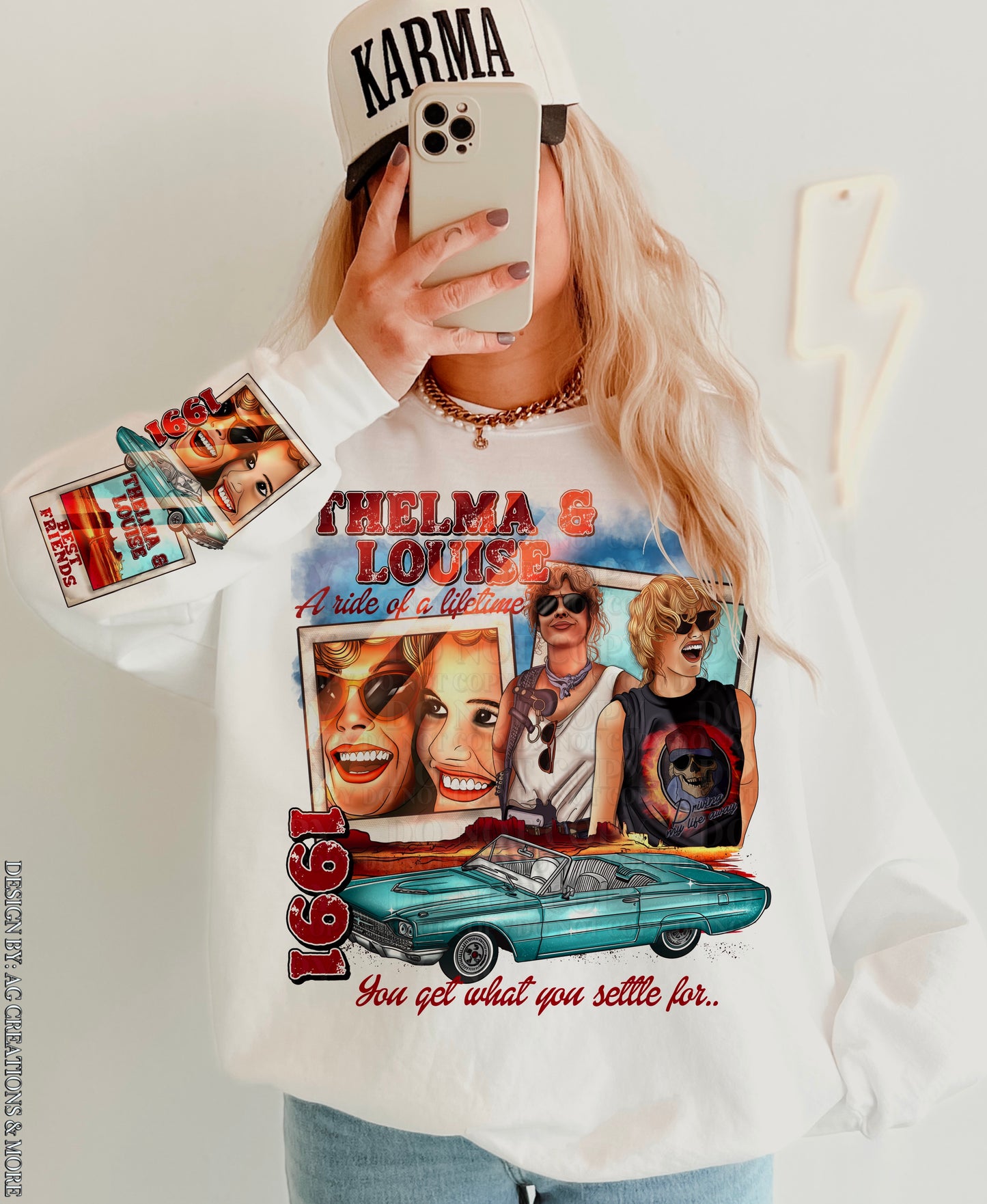YOU GET WHAT YOU SETTLE FOR FRONT & SLEEVE DESIGN SWEATSHIRT