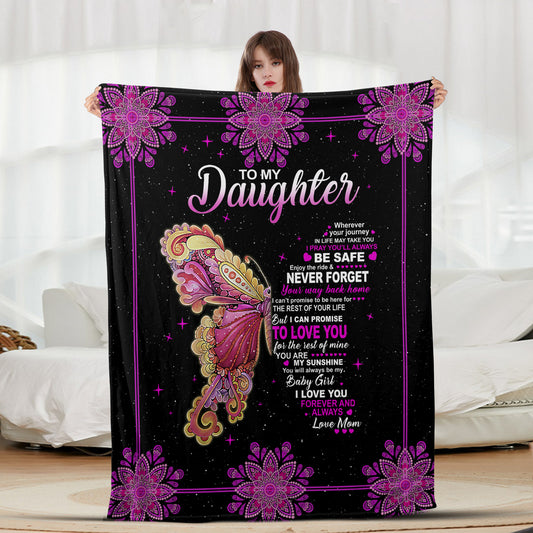 Daughter Pink Butterfly - Letter Sherpa Blankets- Preorder Closing 10/2