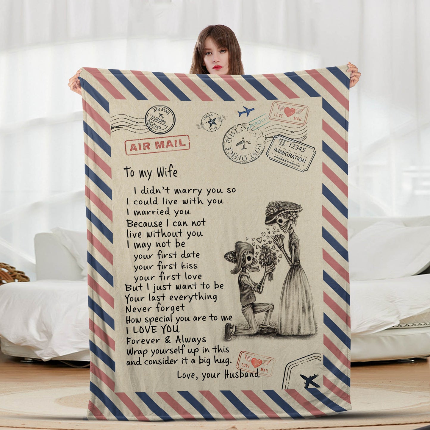 Air Mail To My Wife - Letter Sherpa Blankets- Preorder Closing 10/2