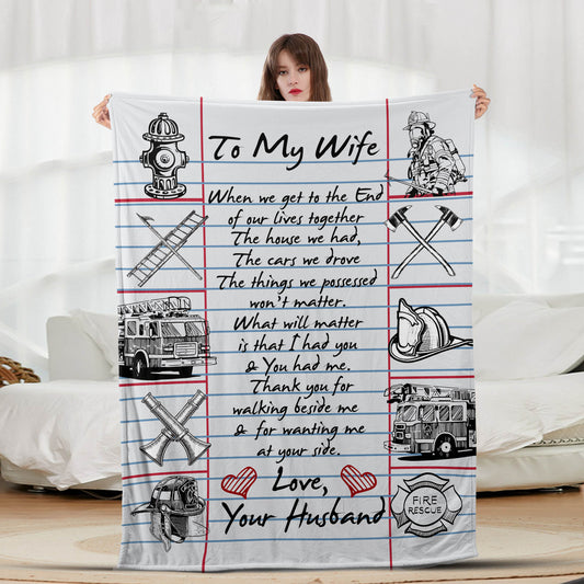 To My Wife Firefighter - Letter Sherpa Blankets- Preorder Closing 10/2