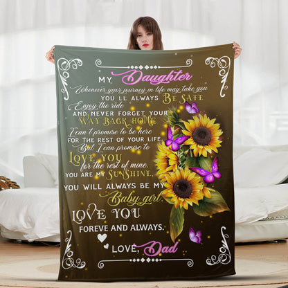 Sunflower To Daughter from Dad - Letter Sherpa Blankets- Preorder Closing 10/2