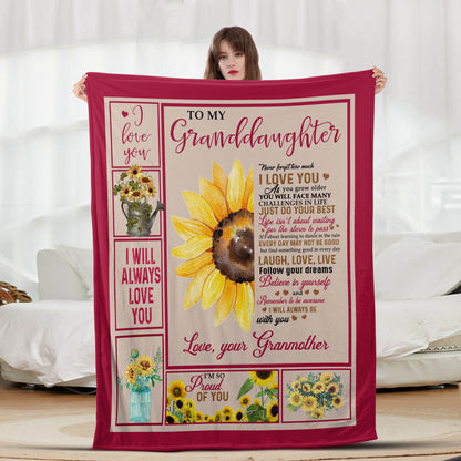 Sunflower Granddaughter Pink - Letter Sherpa Blankets- Preorder Closing 10/2