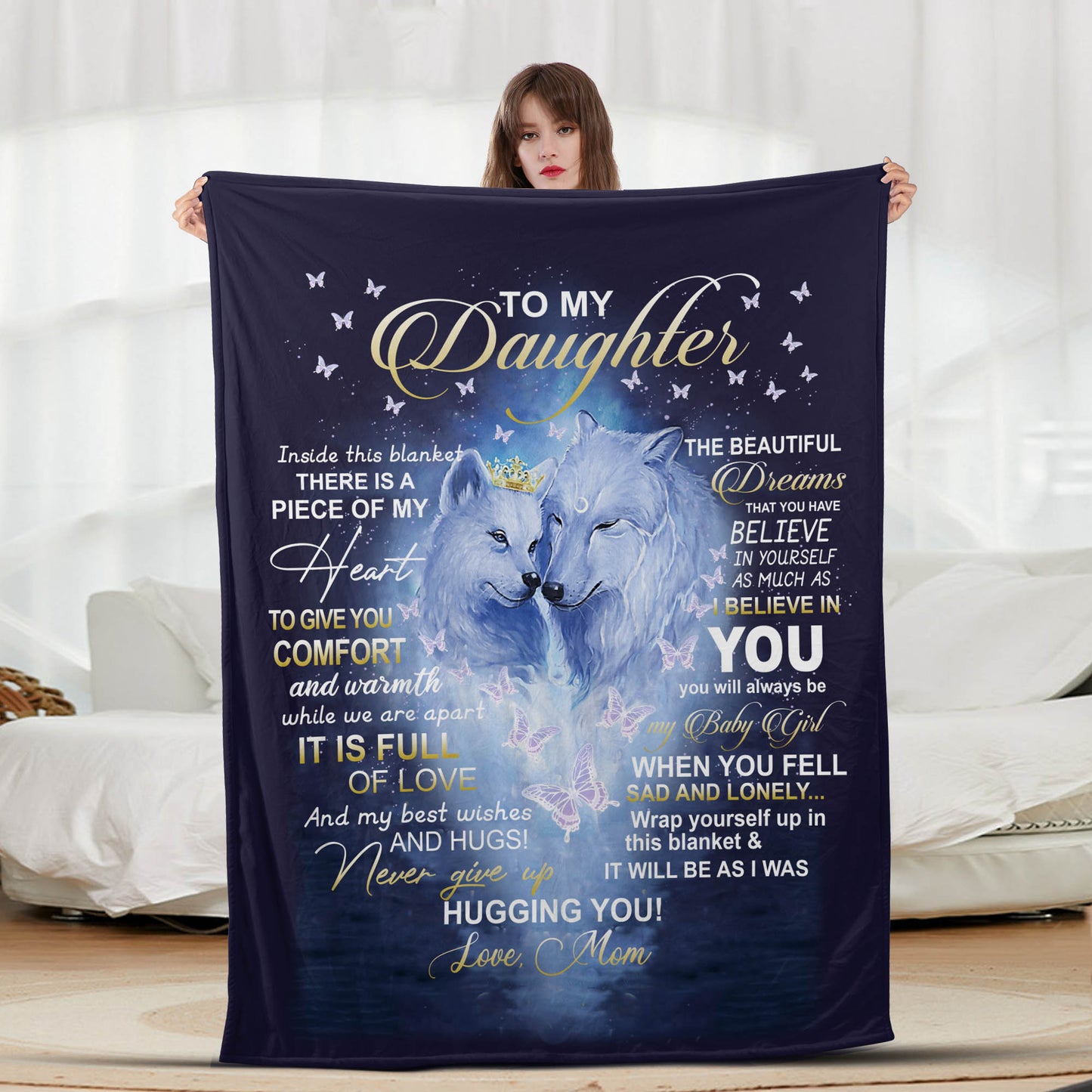 Daughter Wolf Navy - Letter Sherpa Blankets- Preorder Closing 10/2