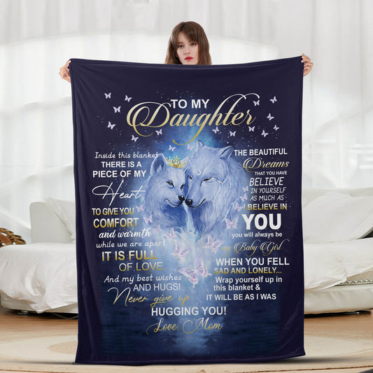 Daughter Wolf Navy - Letter Sherpa Blankets- Preorder Closing 10/2