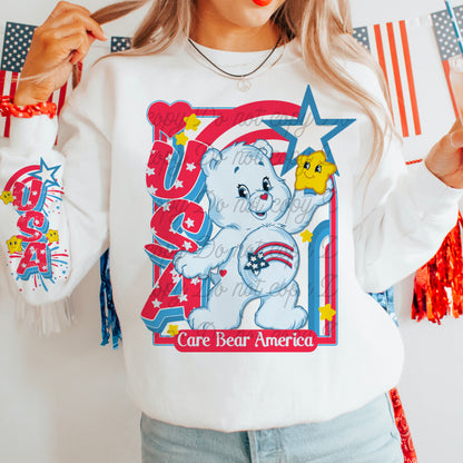 USA BEAR- FRONT & SLEEVE DESIGN CREWNECK SWEATSHIRT