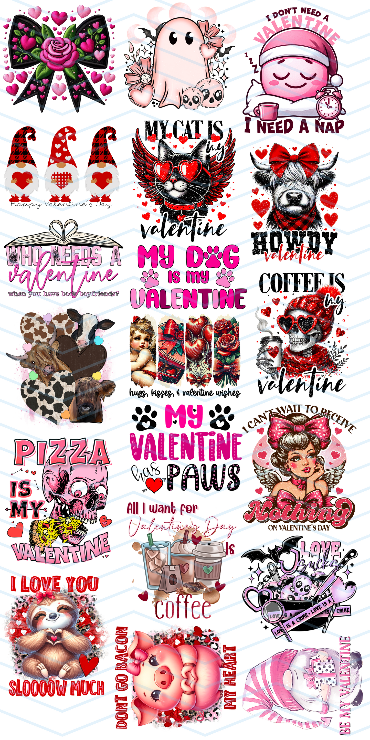 VDAY VARIETY 2 GANGSHEET 36X72 CUSTOM GANG SHEET DTF Heat Transfer