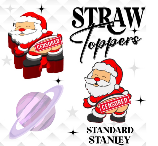 BOOTY CENSORED SANTA- 3D PRINTED STRAW CHARM