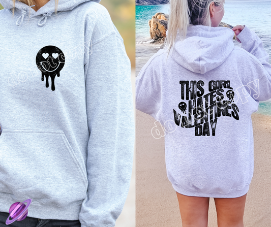 HATE VALENTINES DAY HOODIE DOUBLE SIDED PRINT