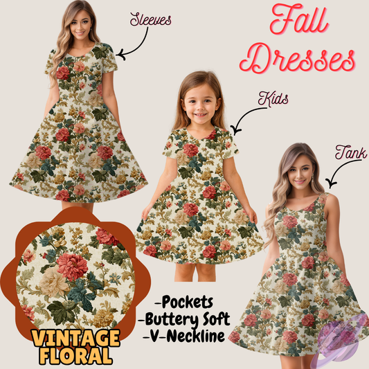 VINTAGE FLORAL- FALL DRESS PREORDER- CLOSING 9/12