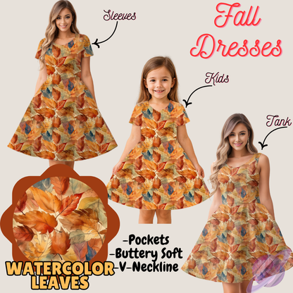 WATERCOLOR LEAVES- FALL DRESS PREORDER- CLOSING 9/12