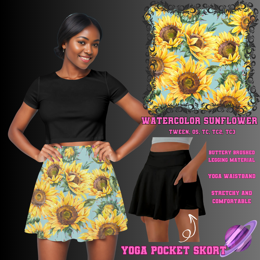 WATERCOLOR SUNFLOWER -SKORT 4 PREORDER CLOSING 2/13