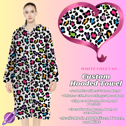 WHITE CHEETAH- HOODED TOWEL- PREORDER CLOSING 4/27