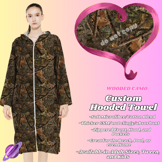 WOODED CAMO- HOODED TOWELS PREORDER CLOSING 5/15- ETA JULY