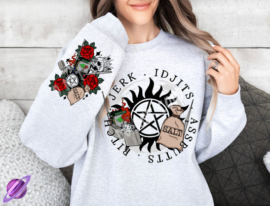 WIN JERK W/ SLEEVE PRINT CREWNECK SWEATSHIRT