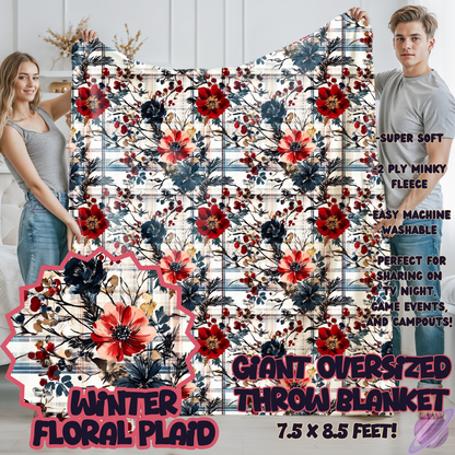 WINTER FLORAL PLAID- OVERSIZED THROW BLANKET