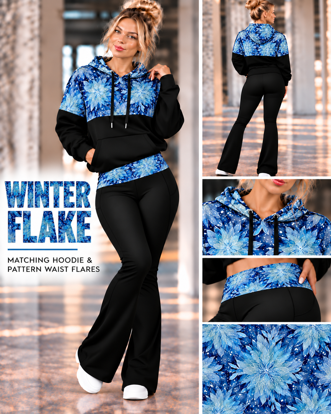 WINTER FLAKE-PATTERN BLOCK HOODIE-PREORDER CLOSING 10/9