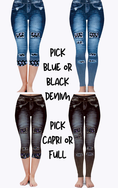 HORROR - DENIM RUN W/ BACK POCKETS - LEGGINGS/CAPRI