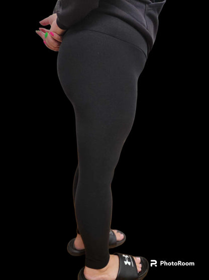 SOLID BLACK  - BUTTER FLEECE LINED LEGGINGS