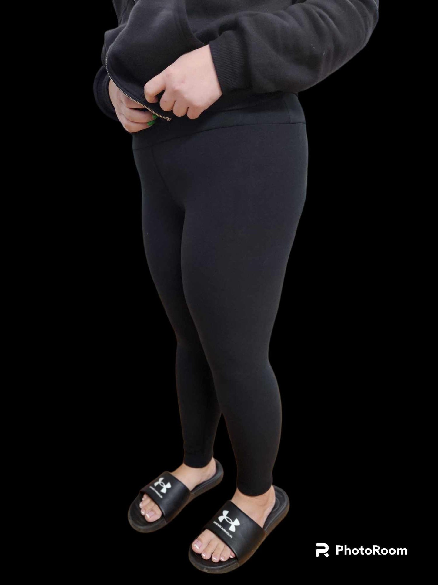 SOLID BLACK  - BUTTER FLEECE LINED LEGGINGS