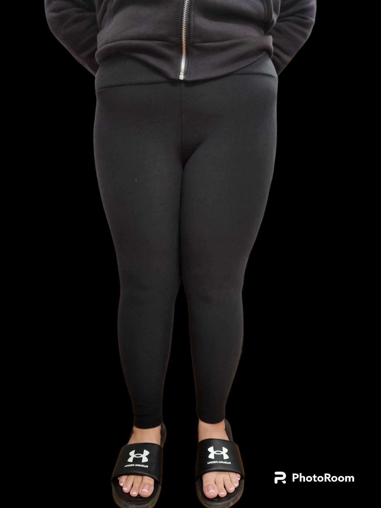 SOLID BLACK  - BUTTER FLEECE LINED LEGGINGS