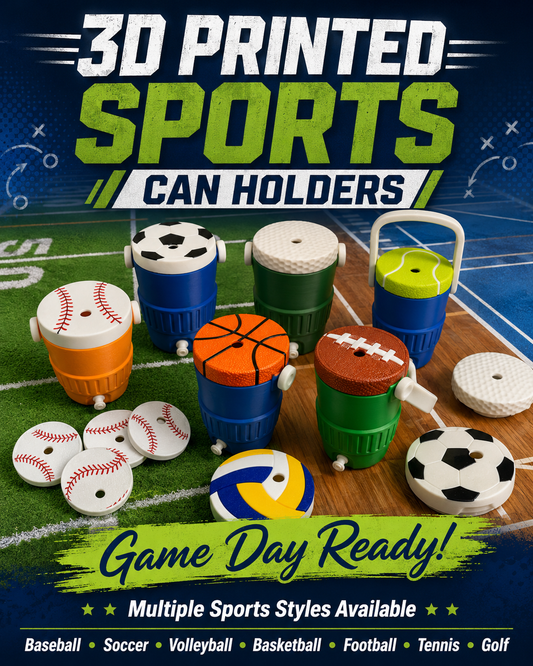 SPORTS THEMED-3D PRINTED CUSTOM 12 OUNCE CAN HOLDERS